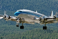 Engiadina Classics 2008, Airplane: Super-Constellation. Howard Hughes the designer of Super-Connie decided to apply 3 tailwings for this airplane to fit into the hangars of its client TWA - Trans World Airlines., private, aircraft, airshow, Airport, Samedan, SWITZERLAND