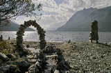 Free floating Sculputres of Rocks and Wood / frei schwebende Skulpturen aus Stein und Holz, lAKE aRT sILVAPLANA, temporary Art at Lej da Silvaplana, Silvaplana, Grisons, Switzerland