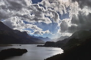 Via Engadina, Plaz, Sils/Baselgia, Grisons, Switzerland, Evaporating storm, &nbsp;Lej da Segl, Silsersee, alps, engadin, weather, clouds