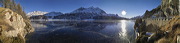 Sasc da Corn, Plaun da Lej, Grisons, Switzerland, Black Ice on Lej da Segl, &nbsp;Silsersee, Piz Corvatsch, Piz Margna, Muott'Ota, black ice, Piz Lunghin, Piz Salacina, Winter, Engadin