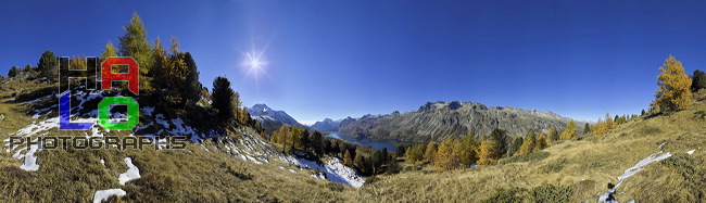 Autumn vista,  ,  , Grisons, Switzerland, Lej da Segl, Silsersee, Piz Lunghin, Piz Grevasalvas, Piz Materdell, Piz Lagrev, Piz Polaschin, Piz Margna, Cima di Rosso, Piz Albana, Piz Nair, Piz Ot, Crasta Mora, 17295-17324.jpg