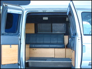 Interior Introduction of Big Blue, It's got everything. Pantry, Fridge, Heating, A/C, lots of Storage, plenty of water (hot for a shower), extra 3 Batteries with a 110V Inverter, CD/Radio, etc.etc., Truckee, United States of America, Big Blue