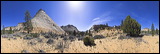 Zion National Park,  , 2006 / 04_19 NP Zion, Springdale, United States of America, Panorama, Colorado Plateau, The Grand Staircase, Sun, Horizon, Sky, Mountains, Trees