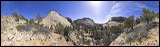 Zion National Park,  , 2006 / 04_19 NP Zion, Springdale, United States of America, Panorama, Colorado Plateau, The Grand Staircase, Sun, Horizon, Sky, Mountains, Trees