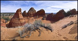 South Coyote Buttes, Paria Canyon Vermilion Cliffs Wilderness Area, The Coyote Buttes South are close to the famous 'Wave'. Acceess to this area is limited to 20 Persons a day. A hiking Permit is required. Inquire at the Ranger station., 2006 / 04_21 Paria Wilderness, Page, United States of America, Panorama, The Wave, Coyote Buttes South, Paria Canyon, Vermilion Cliffs, Wilderness Area, Page, Kanab, petrified Sand Dunes, Wind, Erosion