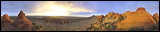 South Coyote Buttes, Paria Canyon Vermilion Cliffs Wilderness Area, The Coyote Buttes South getting the final gush of sunset light.<br>These Buttes are close to the famous 'Wave'. Acceess to this area is limited to 20 Persons a day. A hiking Permit is required. Inquire at the Ranger station., 2006 / 04_21 Paria Wilderness 2, Page, United States of America, Panorama, The Wave, Coyote Buttes South, Paria Canyon, Vermilion Cliffs, Wilderness Area, Page, Kanab, petrified Sand Dunes, Wind, Erosion