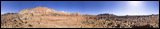 The Wave at Coyote Buttes, Paria Canyon and Vermilion Cliffs Wilderness area, The Coyote Buttes were formed mainly through the power of eroding winds. Wind brought in the layers of sand of various colors, later these layers petrified and now are eroded by wind again.<br>An amazingly special place worthwile visiting. Access is limited to 20 persons a day. A hiking permit is required. Inquire at the Ranger Station., 2006 / 04_23 The Wave, Page, United States of America, Panorama, The Wave, Coyote Buttes South, Paria Canyon, Vermilion Cliffs, Wilderness Area, Page, Kanab, petrified Sand Dunes, Wind, Erosion