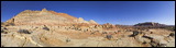 The Wave at Coyote Buttes, Paria Canyon and Vermilion Cliffs Wilderness area, The Coyote Buttes were formed mainly through the power of eroding winds. Wind brought in the layers of sand of various colors, later these layers petrified and now are eroded by wind again.<br>An amazingly special place worthwile visiting. Access is limited to 20 persons a day. A hiking permit is required. Inquire at the Ranger Station., 2006 / 04_23 The Wave, Page, United States of America, Panorama, The Wave, Coyote Buttes South, Paria Canyon, Vermilion Cliffs, Wilderness Area, Page, Kanab, petrified Sand Dunes, Wind, Erosion