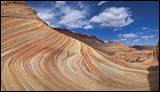 The Wave at Coyote Buttes, Paria Canyon and Vermilion Cliffs Wilderness area, The Coyote Buttes were formed mainly through the power of eroding winds. Wind brought in the layers of sand of various colors, later these layers petrified and now are eroded by wind again.<br>An amazingly special place worthwile visiting. Access is limited to 20 persons a day. A hiking permit is required. Inquire at the Ranger Station., 2006 / 04_23 The Wave, Page, United States of America, The Wave, Coyote Buttes South, Paria Canyon, Vermilion Cliffs, Wilderness Area, Page, Kanab, petrified Sand Dunes, Wind, Erosion