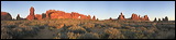 Garden of Eden and La Sal Mountains, Arches National Park, Balanced Rock and the Windows at Garden of Eden are getting a gush of evening sunset light.<br>, 2006 / 04_12 NP Arches Double Arches, Moab, United States of America, Panorama, Garden of Eden, Window Arch, Double Arch, La Sal Mountains, Balanced Rock, Colorado Plateau, The Grand Staircase