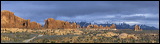 Garden of Eden and La Sal Mountains, Arches National Park, Garden of Eden and La Sal Mountains, Arches National Park, 2006 / 04_14 NP Arches Sunset at Windows, Moab, United States of America, Panorama, Window Arch, Double Arch, La Sal Mountains, Colorado Plateau, The Grand Staircase
