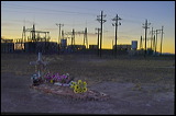 Spanish Cemetary in Alamosa, A new grave at the Spanish Cemetary in front of the thermal Powerplant in Alamosa., 2006 / 04_02 Alamosa Wildlife Refugee, Alamosa, United States of America, Powerplant, Sunset, spanish