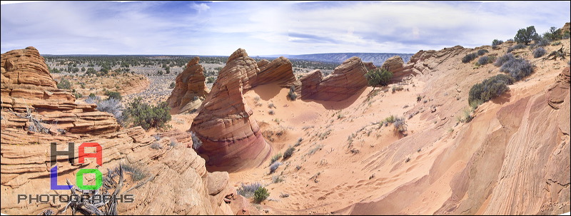 South Coyote Buttes, Paria Canyon Vermilion Cliffs Wilderness Area, The Coyote Buttes South are close to the famous 'Wave'. Acceess to this area is limited to 20 Persons a day. A hiking Permit is required. Inquire at the Ranger station., Page, Arizona, Panorama, The Wave, Coyote Buttes South, Paria Canyon, Vermilion Cliffs, Wilderness Area, Page, Kanab, petrified Sand Dunes, Wind, Erosion, 01285-01290.jpg