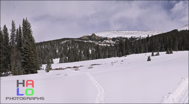Wheeler National Monument, The intention to make Wheeler National Monument easily accessible failed many years ago. Today a few hours hike get you there easily. In winter it takes some 4 hours with a Trail Bully.<br>, Creede, Colorado, Panorama, Winter, Snow, Colorado Plateau, The Grand Staircase, 21473-21500.jpg