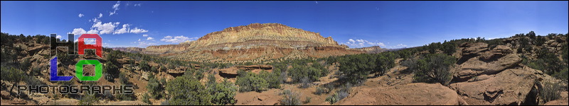 Capitol Reef, National Park, 360° Roundshot in Capitol Reef National Park with the Egyptian Temple and the Eph Hanks Tower, viewed from the Tantalus Flats.<br>, Fruita, Utah, Panorama, Water Pocket Fold, Colorado Plateau, The Grand Staircase, 25069-25121.jpg
