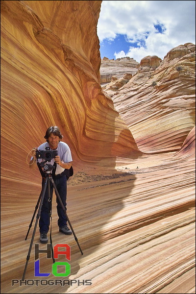 The Wave at Coyote Buttes, Paria Canyon and Vermilion Cliffs Wilderness area, The Photographer in the Wave, Paria Canyon Vermilion Cliffs Wilderness Area, Utah, Arizona, Page, Arizona, Photographer, The Wave, Coyote Buttes, Paria Canyon, Wilderness area, Colorado Plateau, The Grand Staircase, Vermilion Cliffs, petrified Sand Dunes, Coyote Buttes South, Paria Canyon, Vermilion Cliffs, Wilderness Area, Page, Kanab, petrified Sand Dunes, Wind, Erosion, img02249.jpg