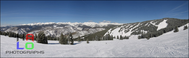 The Gore Range from Vail Skiing Area, Panoramic vista viewing West from above Mid-Vail over Vail Skiing Area towards the continental Divide, the Gore Range., Vail, Colorado, Panorama, Sports, Ski, Winter, Snow, The Gore Range, Blue Sky, High Altidude, Powder, Continental Divide, Friends, Colorado Plateau, The Grand Staircase, img_0166-0170_flat.jpg